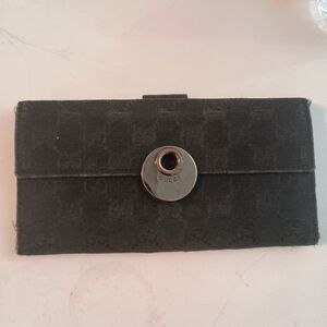Gucci Authentic Men Eclipse Long Wallet GG Canvas Leather Black Made in Italy